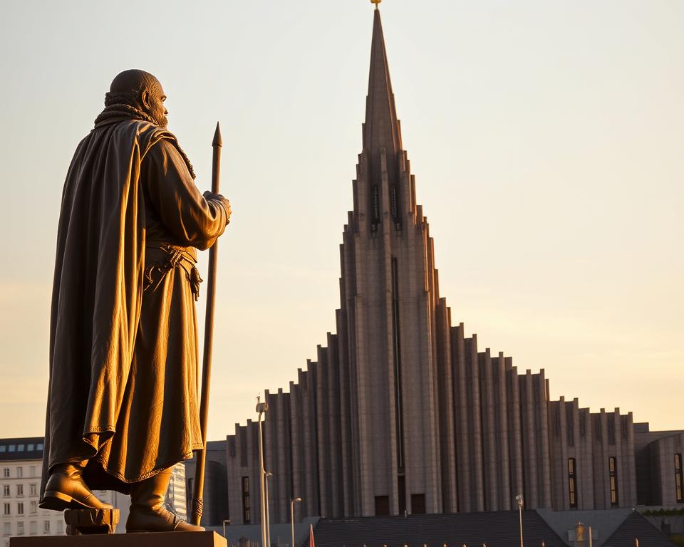 Statue Leifur Eiríksson Kirche Reykjavík Statue Leifur Eiríksson Kirche Reykjavík